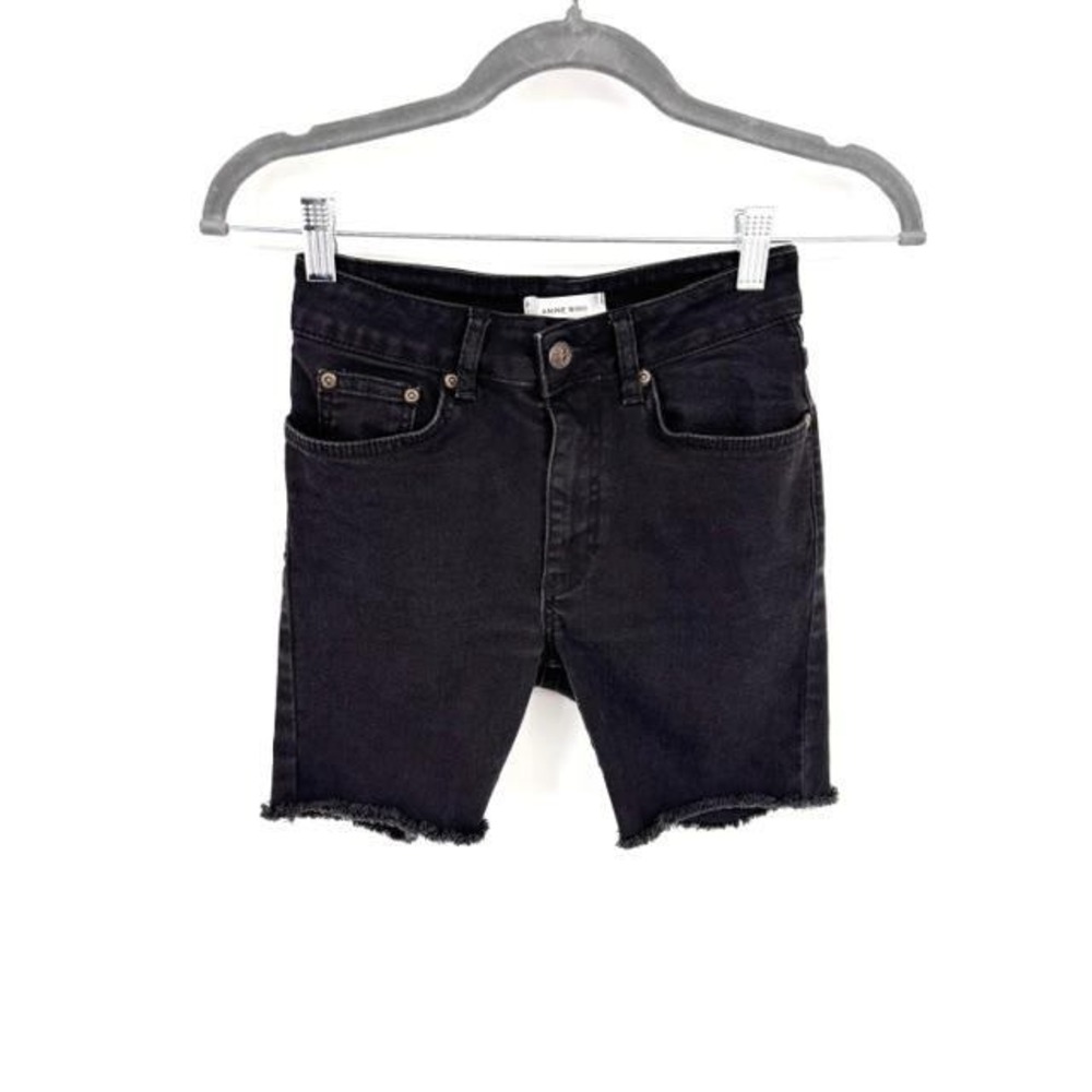 Anine Bing Cut Off Black Jean Shorts Size 27 Frayed Minimalist Chic‎ Festival
